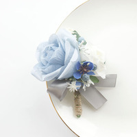 Rangkaian Bunga Mawar Kain Buatan untuk Pernikahan, Acara Bisnis, Upacara Pembukaan, Boutonniere Tamu, Model Tangan