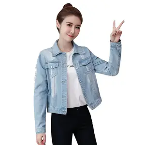 Dropship 2019ฤดูใบไม้ร่วง Blouson Femme การเย็บปะติดปะต่อกันแขนยาวแจ็คเก็ตสั้นบางสำหรับผู้หญิง