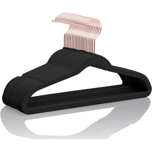 Velvet Non-Slip Single Tier Heavy Duty Iron Space Saving Coat & Suit <b>Hangers</b> with Tie Bar - Product Image 1