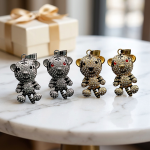 Colgante de Lujo Icedout Hip Hop de Plata 925 Bañado en Oro con Moissanita y Engaste de Garra, Diseño de Oso Teddy, Joyería Bling para Fiesta - Product Image 4