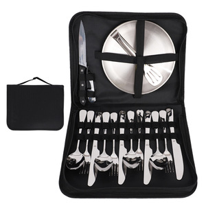 Stainless Steel Cutlery Set Camping Knife Fork Spoon Plate Portable Storage Bag Outdoor Use - Product Image 3