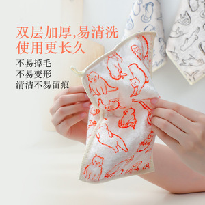 Double Layer Thick Dishcloth Cartoon Pattern Oilproof For Kitchen Cleaning - Product Image 1