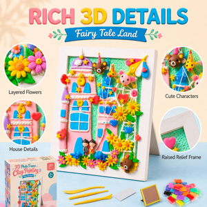 Kit de peinture en argile 3D pour enfants, cadre photo, peinture à l'argile à séchage à l'air, thème pays des fées, 12 couleurs, vente en gros OEM ASTM EN71 - Product Image 3
