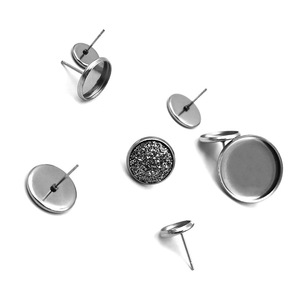 Base de acero inoxidable para pendientes, disco redondo con pasador soldado para la fabricación de pendientes, accesorios de joyería H1014 - Product Image 1