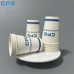 Vasos de Papel Biodegradables de Doble Pared de 12oz Personalizados OEM, Vasos Desechables Certificados para Vendedores de Comida - Product Image 1