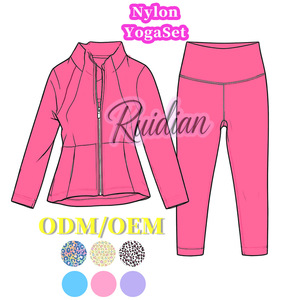 Abbigliamento Sportivo Autunnale per Ragazze Adolescenti, Giacca con Zip e Leggings OEM Personalizzati, Set Yoga in Nylon Spandex con Stampa Leopardata per Bambine - Product Image 4