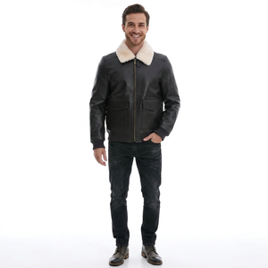 Veste universitaire en cuir véritable décontractée pour homme, automne, haute qualité, taille XL, fermeture éclair tissée, capuche, tendance vintage - Product Image 1
