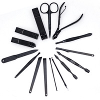 Kit de soins personnels et de pédicure noir 16 pièces, très demandé, incluant un ensemble de manucure pour les soins des pieds