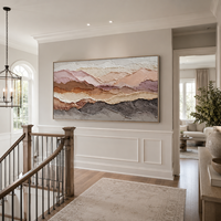 Tableau mural abstrait superposé aux tons terreux, peint à l'huile sur toile, beige rosé, cadre en bois texturé 3D, peint à la main, décoration de luxe pour salon