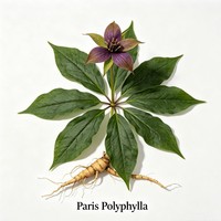Racine de Paris séchée à sept feuilles, matière première douce et terreuse pour les soins quotidiens, conditionnement de la peau, mélange de parfums, additif végétal