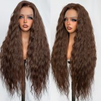 Wig sintetis KEMY HAIR New Blend, rambut sintetis campuran 36 inci, HD Lace Front, ikal dalam, tahan panas, untuk wanita kulit hitam.
