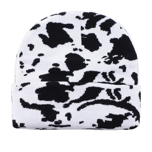 Chapeau en tricot chaud d'automne et d'hiver à imprimé léopard et <span class=keywords><strong>vache</strong></span>, bonnet coupe-vent d'extérieur, bonnet épais jaune <span class=keywords><strong>orange</strong></span> camouflage, bonnet chaud - Product Image 4