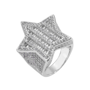 Hip Hop <b>Ring</b> Pentagram Square Zirconium Round Zircon Micro-<b>set</b> Men's Hip Hop <b>Ring</b> - Product Image 5