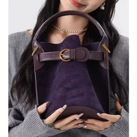 Sac seau Colefa pour femme, nouvelle collection printemps 2026, tendance, porté épaule ou croisé, design de niche, haut de gamme, violet, en velours imitation daim