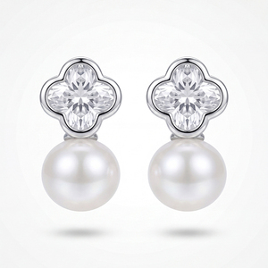 Elegantes Pendientes de Perlas de Agua Dulce de Plata S925 con Circonita, Joyería con Diseño de Estrella Curva para Mujer, Regalo de Boda - Product Image 1