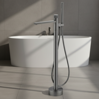 Nouvelle conception moderne : Ensemble de douche et mitigeur de baignoire en laiton, mitigeur de baignoire sur pied à cascade douce à poignée unique pour salle de bain