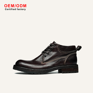 OEM Custom Handmade Goodyear Horsehide Genuine <b>Leather</b> Thick-soled Lace-up Comfort Casual <b>Boots</b> Retro <b>Work</b> Height Increasing - Product Image 1