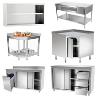 Restaurant commercial cuisine tiroirs établi évier en acier inoxydable étagère Table de travail armoire avec sous-étagère