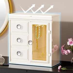 Jewelry Storage Box Large Capacity With Drawers And Door For Home Use Necklace Ring Organizer Dustproof Cabinet - Product Image 3