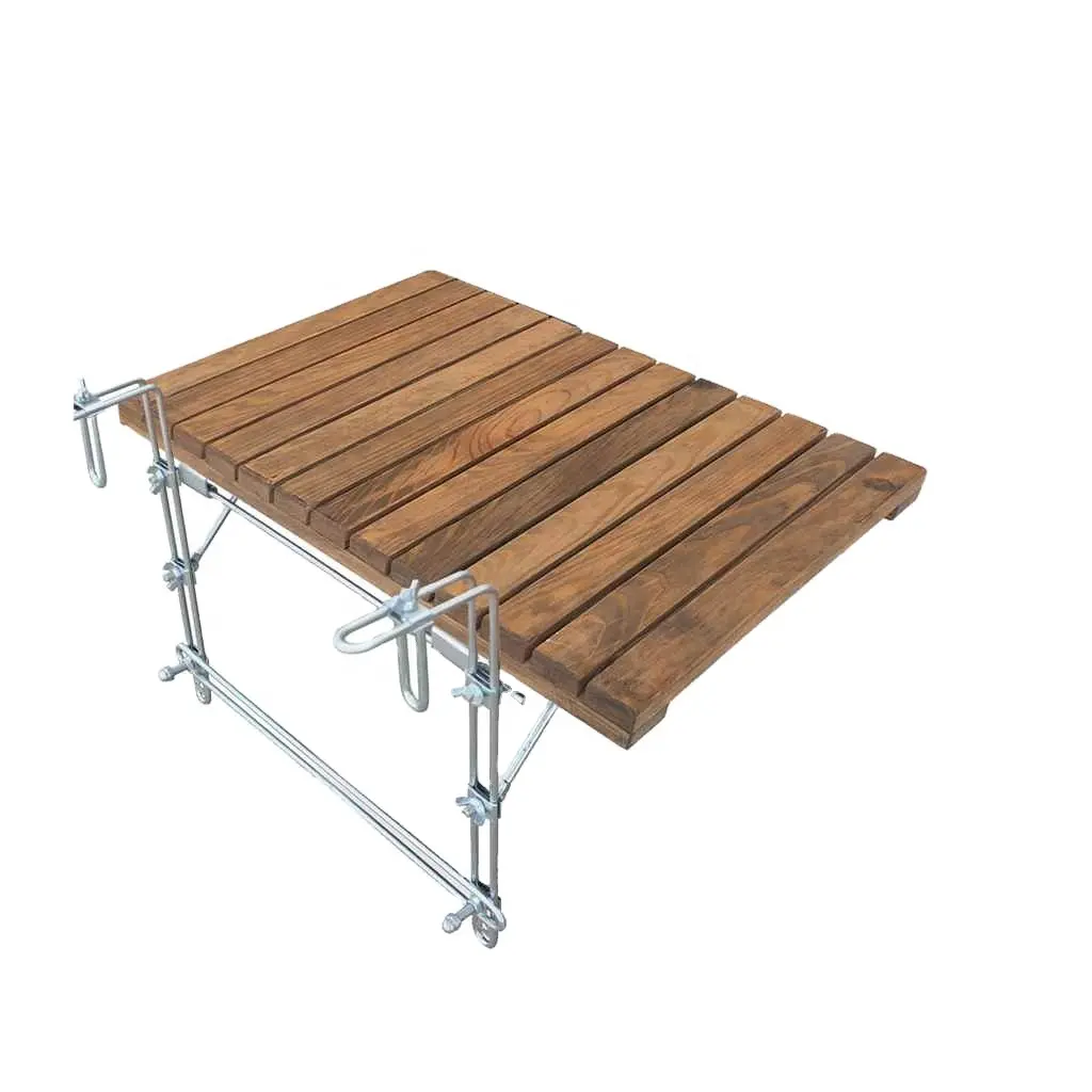 סיטונאי חיצוני מרפסת מעקה שולחן מכירה לוהטת מתכת תליית שולחן זול מתקפל מרפסת עץ שולחן עבור מרפסת מרפסת