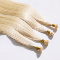 Extensions de cheveux humains pré-collées à pointe plate, cheveux russes vierges Remy, doux, lisses, invisibles, à pointe kératine