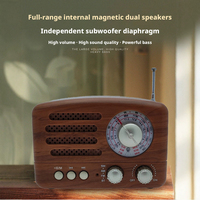 Vintage Ahşap Görünümlü Taşınabilir Radyo FM AM SW Bluetooth Hoparlör Retro Mini Kablosuz Ses Çalar Ev Ofis Dinlenme Yaşlı Kullanımı İçin
