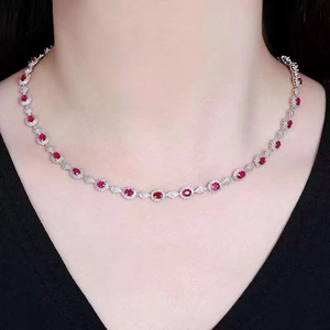 Collier de luxe pour femme en or 18 carats avec pendentif en rubis naturel non chauffé couleur sang de pigeon 7,49 ct, bijoux de mariage - Product Image 5