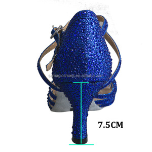 Customized <strong>Royal</strong> Shiny Glitter Latin Heels Dance Shoes Soft Suede Sole Evening Party Sandals Crystals - Product Image 3