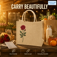Sac fourre-tout en toile de jute écologique, pliable, réutilisable, sans BPA, imprimé avec un motif de dessin animé personnalisé, à bas prix