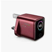Cargador Rápido GaN de 45W de Fábrica, Enchufe UK, PD QC3.0, Adaptador de Pared USB C, Pantalla Digital, Mini Cargador de Viaje Resistente al Fuego para Dispositivos Móviles