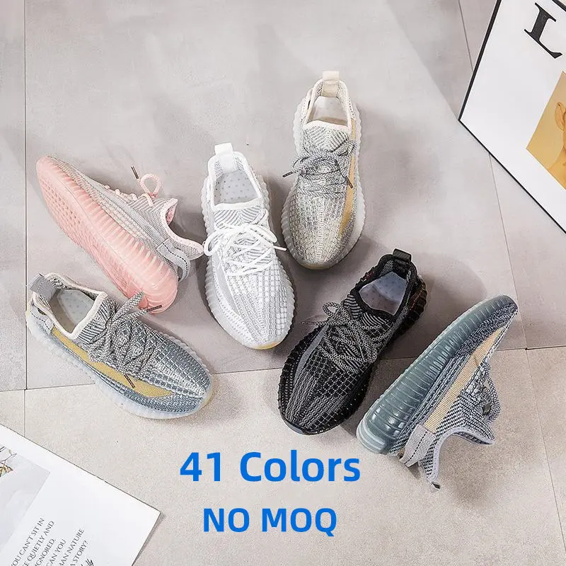 Hot Sale 41 Colors Woven Reflective Shoelaces Breathable Colorblock Outdoor Walking Sneaker Man Sports Running Shoes