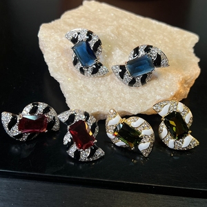 Boucles d'oreilles clous modernes et rétro à motif zèbre, élégantes et exquises, en rubis français haut de gamme, pierre précieuse rouge <span class=keywords><strong>Galilée</strong></span> effet vortex - Product Image 1