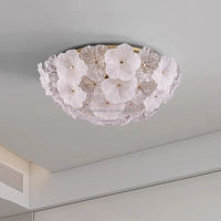 Plafonnier LED en acier et verre de style français, luxe léger européen, en forme de fleur, avec garantie de 3 ans pour chambre à coucher
