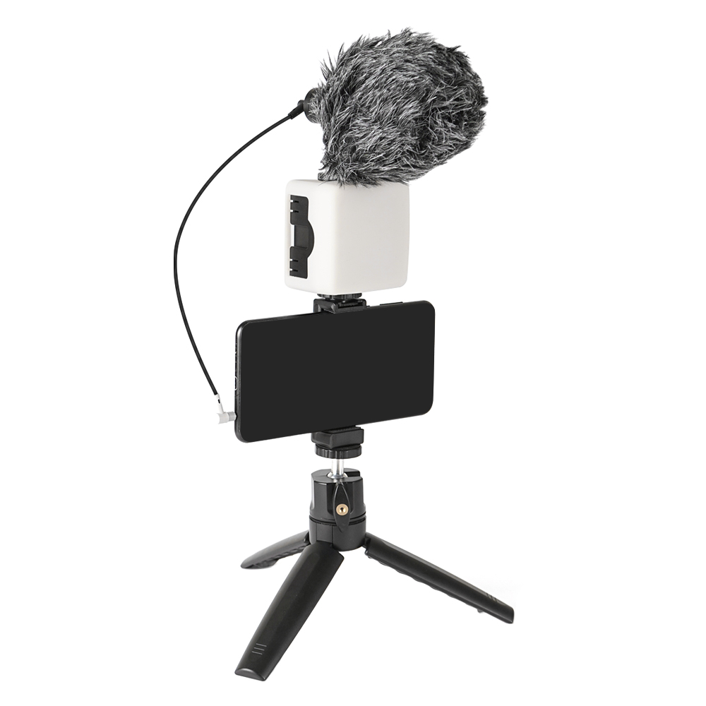 portable lighting kit with video recording microphone set for mobile phone vlogging equipment
