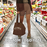 Sacs fourre-tout en toile pliables et recyclables imprimés sur mesure avec fermeture éclair, motif lettres, poignées en ruban/cordes - Acceptation de logo et couleur personnalisés