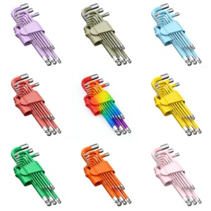 Colorful Rainbow Multicolor Ball End Hex <b>Key</b> Set 9PCS Metric Allen Wrench L-shaped High Strength Alloy Steel Hardware - Product Image 3