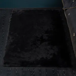 Alfombras suaves de piel de oveja sintética para dormitorio y sala de estar, alfombra de lujo de Navidad peluda, con pelo, para niñas