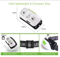 Mini lampe frontale de course à LED 500 Lumen, étanche anti-pluie, interrupteur avec capteur de batterie intégré