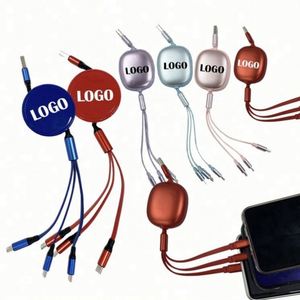 Câble de charge portable 3 en 1 personnalisé en nylon Micro USB et Type C, charge rapide - Product Image 1