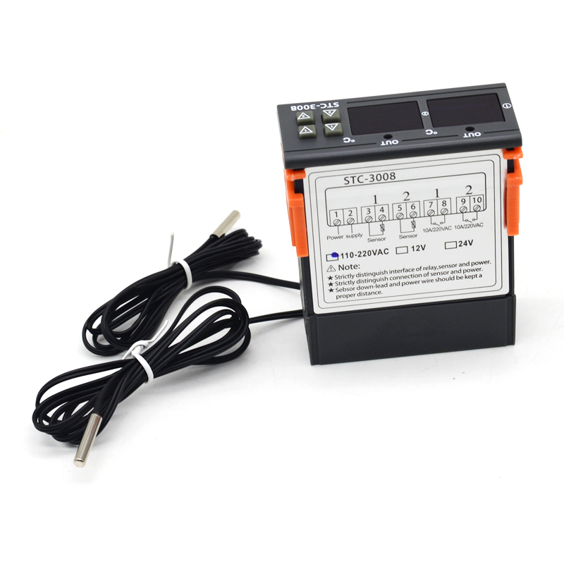DC12V Digital thermostat thermostat temperature regulator incubator relay LED 10A heating and cooling wholesale STC-3008(图6)