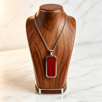 Collier, boucles d'oreilles et bague en bois naturel et acier inoxydable avec logo personnalisé, incrustation géométrique en bois – Fournisseur d'usine de bijoux