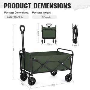 Chariot pliant pliable <span class=keywords><strong>utilitaire</strong></span> tout-terrain en métal robuste et chariot de plage de jardin avec grandes roues pour le sable - Product Image 3