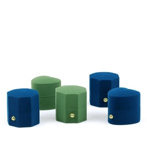 Mini Octagonal and Heart Shaped Velvet Ring <b>Box</b> with Solid Pattern Creative <b>Small</b> Flocking Jewelry <b>Packaging</b> Ring <b>Box</b> - Product Image 6