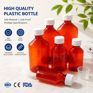 Bouteilles de sirop en PET transparentes de 6 oz, 8 oz, 12 oz, bouteilles de médicaments liquides en plastique incassables avec bouchons à vis gradués pour usage oral - Product Image 4
