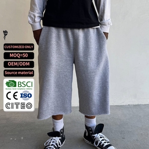 Pantalones cortos de chándal holgados estilo streetwear personalizados para hombre, de doble cintura, 3/4, para verano - Product Image 1