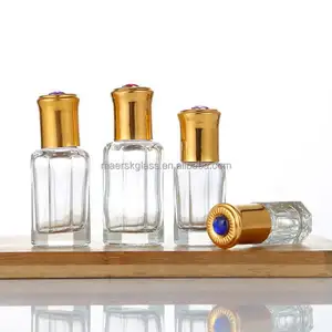 Luxury Octangle Shape 3ml 6ml Mini rullo di profumo di olio essenziale cosmetico portatile su bottiglia di vetro con sfera in metallo