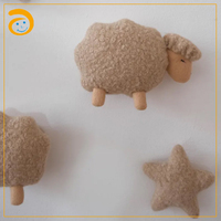 Applique Murale Enfant Nuage & Mouton en Feutre, Veilleuse LED avec Décoration Étoile, Lampe Murale Bohème pour Chambre de Bébé & Salle de Jeux