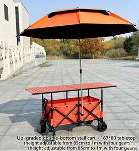 Carrito Plegable para Vendedores con Mesa Ajustable y Toldo Parasol, Carro Portátil para Puestos al Aire Libre, Personalizable para Campamentos y Venta Ambulante - Product Image 5