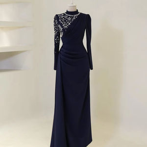 लक्जरी शाम की पोशाक <span class=keywords><strong>2026</strong></span> शानदार नौसेना ब्लू ईड ड्रेस गर्मियों की खुली शाम को मुस्लिम अबाया की महिला - Product Image 1