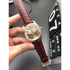 Luxurious Men's Rose Gold Stainless Steel Dial Skeletonized Double Tourbillon <b>Automatic</b> Mechanical Movement Business Watch - Product Image 3